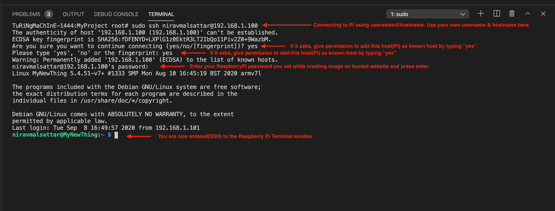 SSH Pi using Username & Hostname