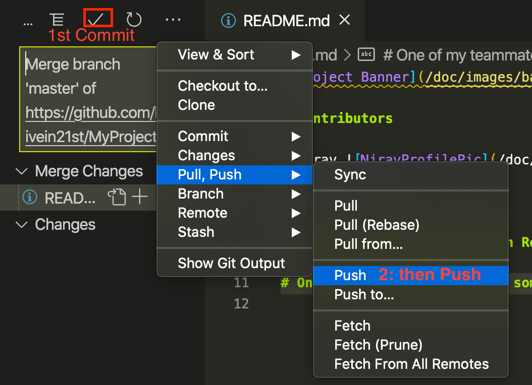 Commit and Push merged conflicts